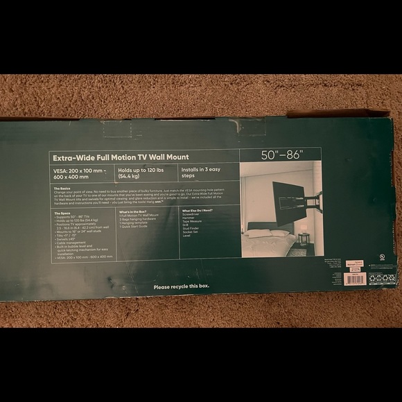 onn. Full Motion TV Wall Mount for 50" to 86" - Picture 2 of 3